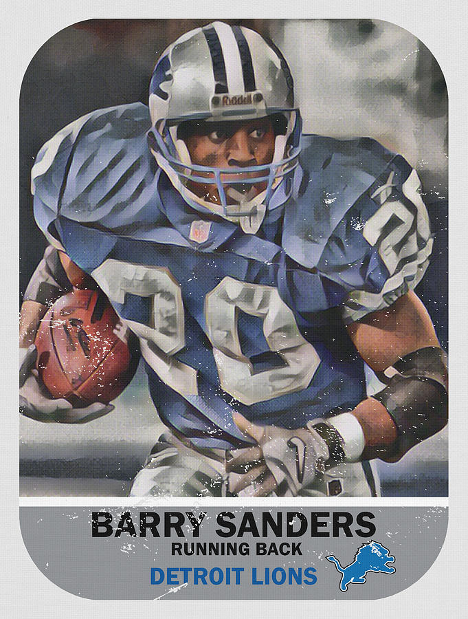 Barry Sanders Detroit Lions Trading Card Poster 1 Mixed Media by Joe ...