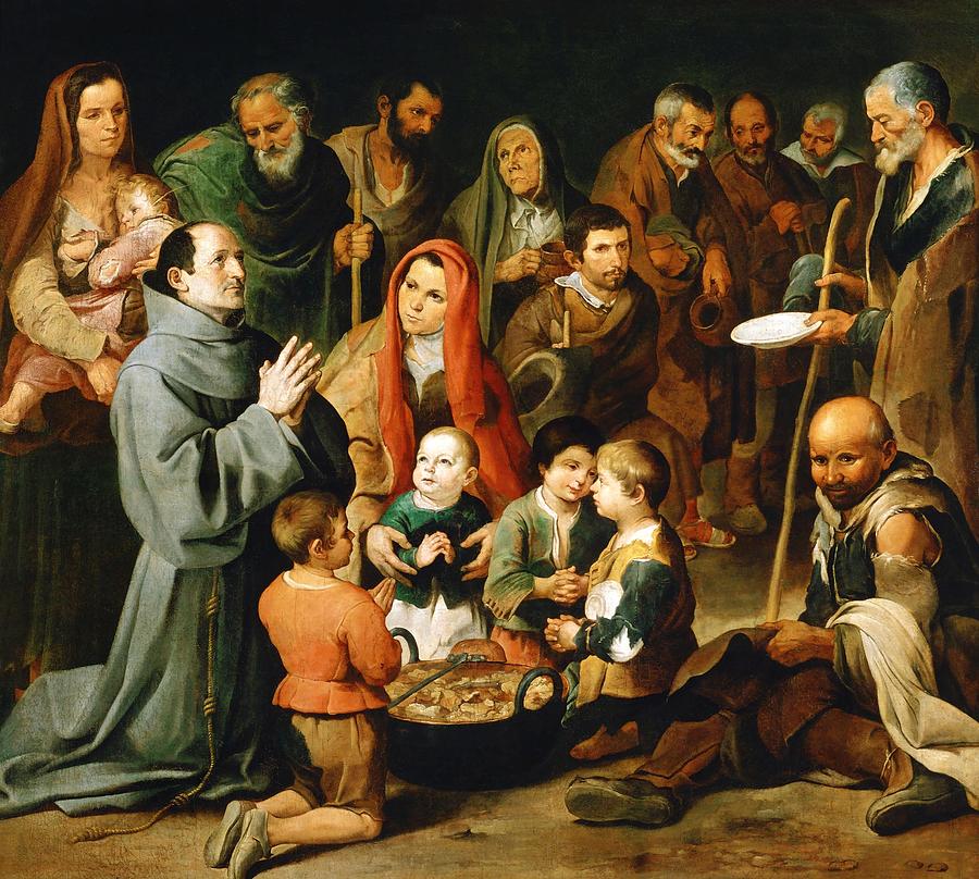 Bartolome Esteban Murillo / Saint Diego of Alcala Feeding the Poor, 1645-1646,. DIEGO VON ALCALA. Painting by Bartolome Esteban Murillo -1611-1682-