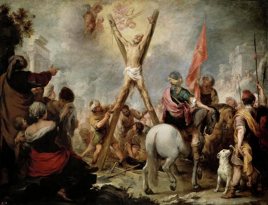 Bartolome Esteban Murillo / The Martyrdom of Saint Andrew, 1675-1682, Spanish School. Painting by Bartolome Esteban Murillo -1611-1682-