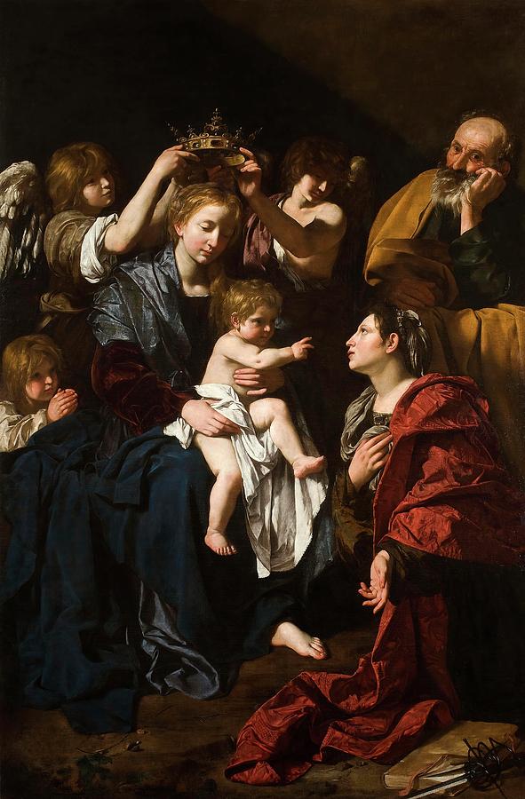 Bartolomeo Cavarozzi / The Holy Family with Santa Catalina, 1617-1619, Italian School. JESUS. Painting by Bartolomeo Cavarozzi -c 1590-1625-