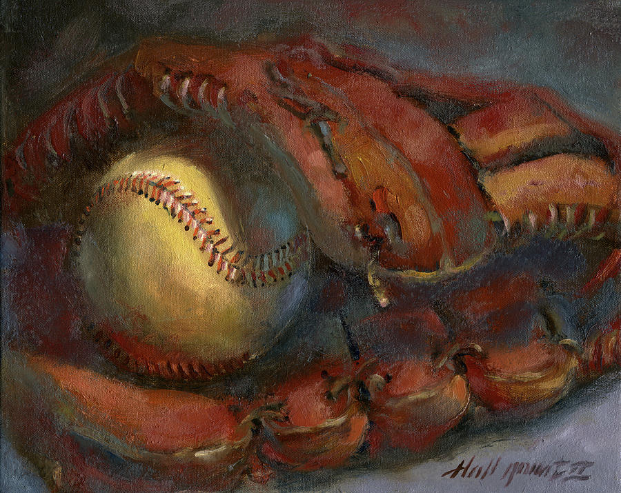 Glove Painting - Baseball And Mitt by Hall Groat Ii
