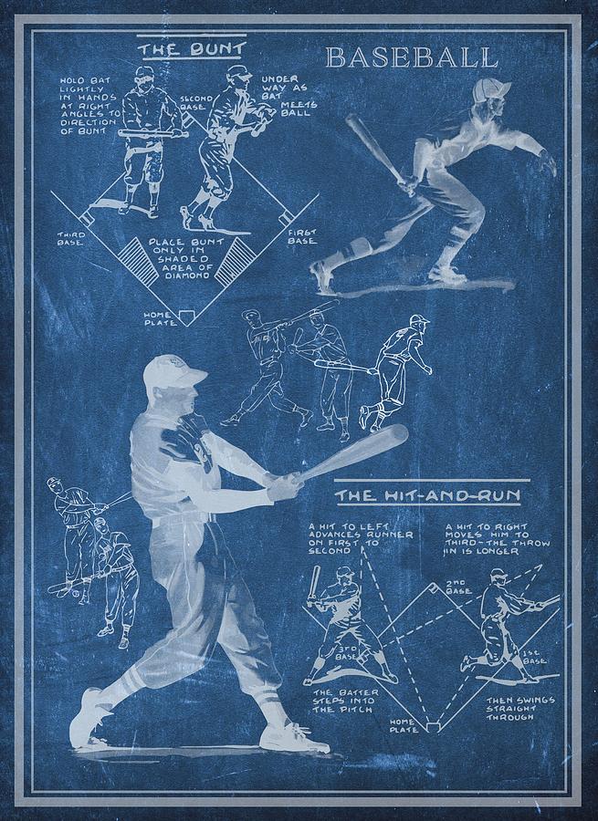 Sports Drawing - Baseball Blueprint by Unknown