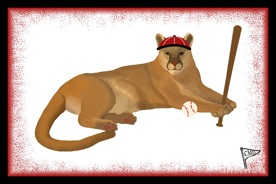 Baseball Cougar Red Digital Art
