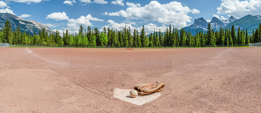 Baseball Glove And Ball On Landscape Photograph by Panoramic Images