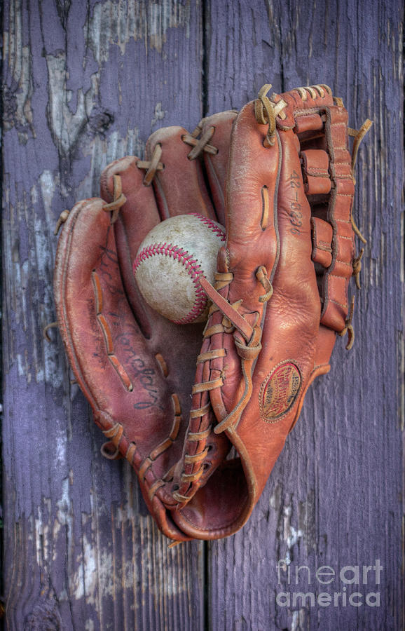 Baseball Glove and Ball on Wood Digital Art by Randy Steele