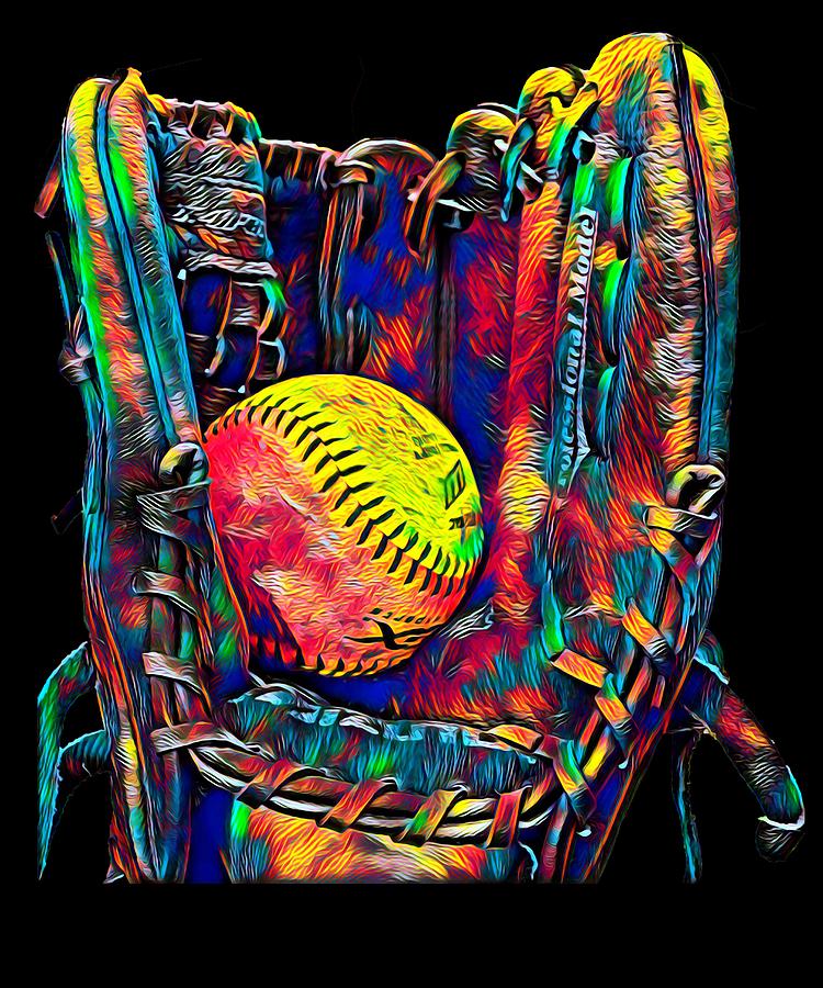 Baseball Glove Ball American Sport Fan Design Colored by Super Katillz