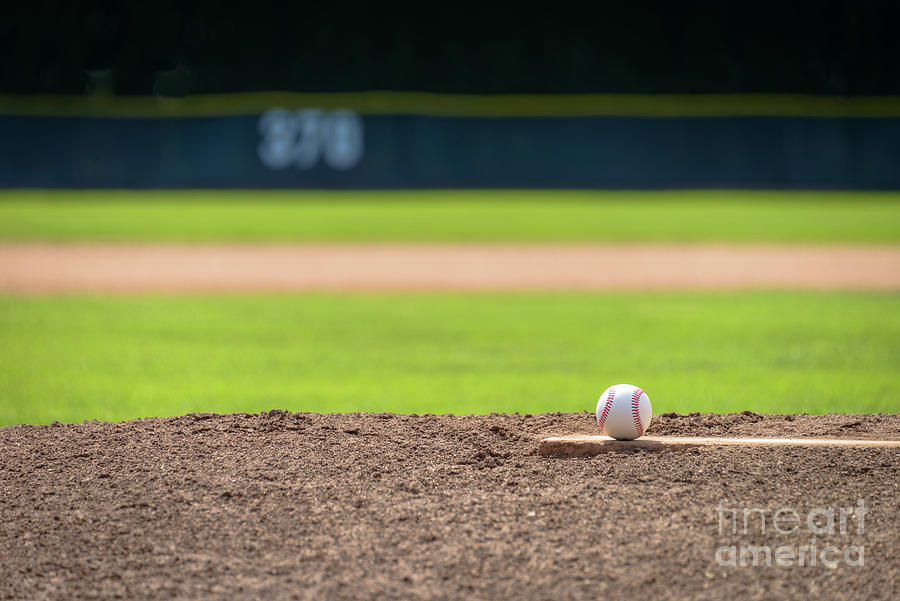 Baseball on Pitchers Mound - Telephoto Photograph by Mark Roger Bailey