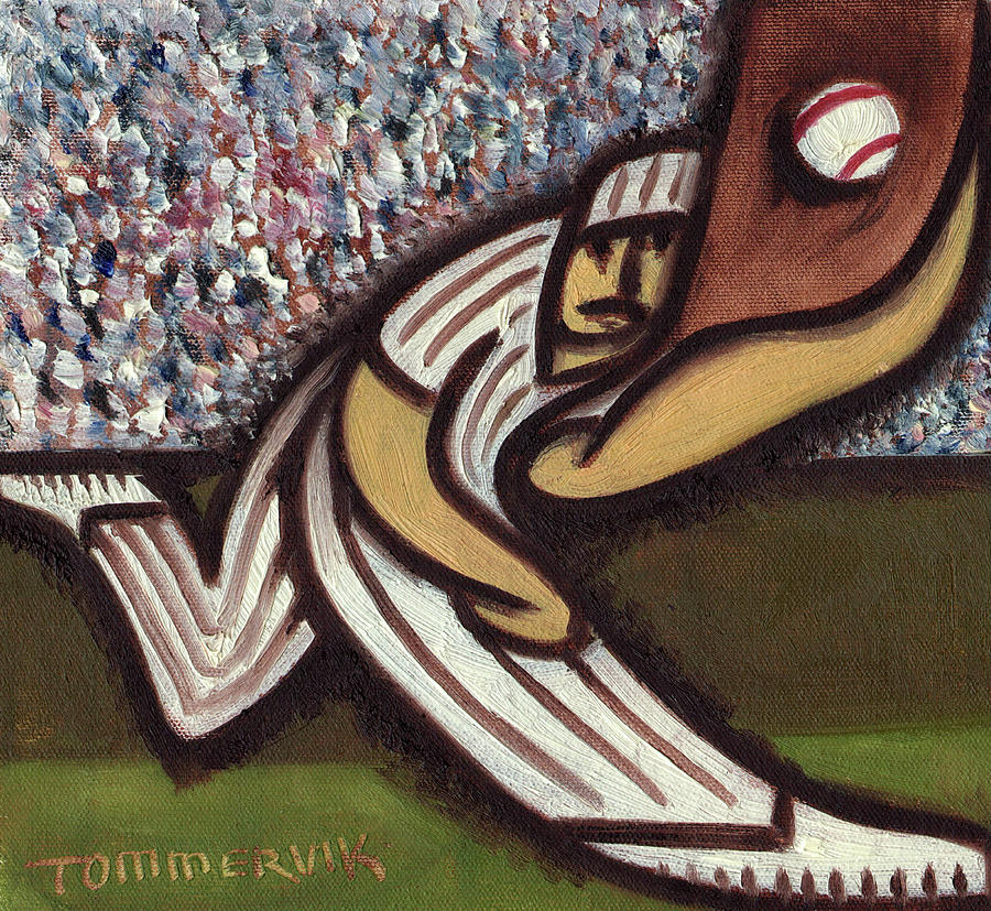 Baseball Outfielder Catching Fly Ball Art Print by Tommervik Baseball Outfielder Catching Fly Ball Art Print by Tommervik