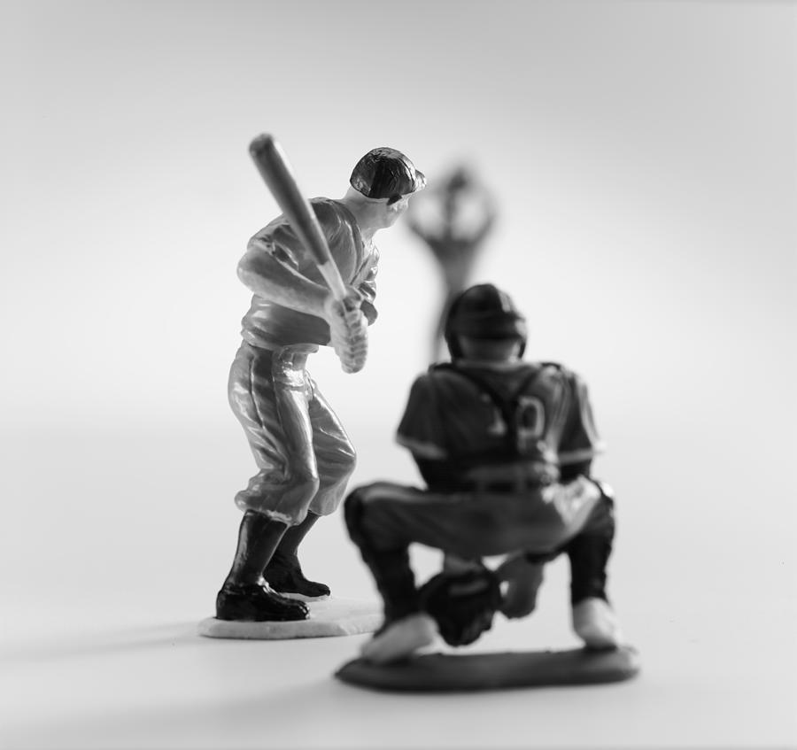 Baseball Drawing - Baseball Pitcher, Batter and Catcher by CSA Images