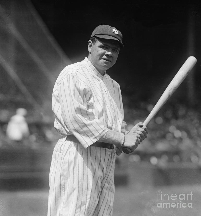 Baseball Player Babe Ruth Holding Bat Photograph by Bettmann