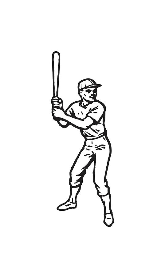 Baseball Player Batting Drawing by CSA Images - Pixels
