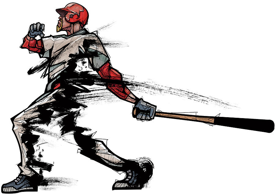 Baseball Player Holding Bat, Side View Digital Art by Eastnine Inc.