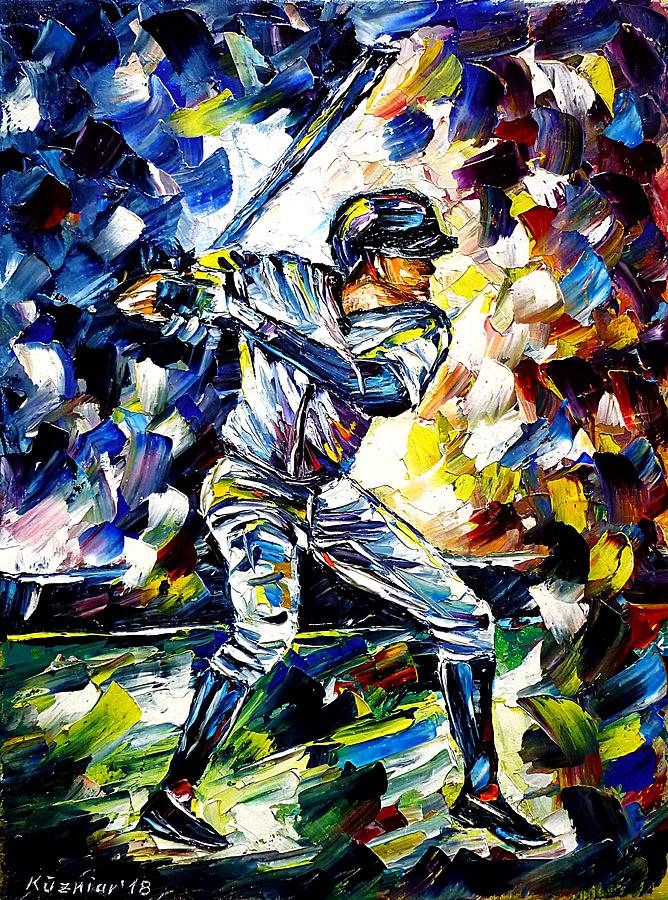 Baseball Player Painting by Mirek Kuzniar