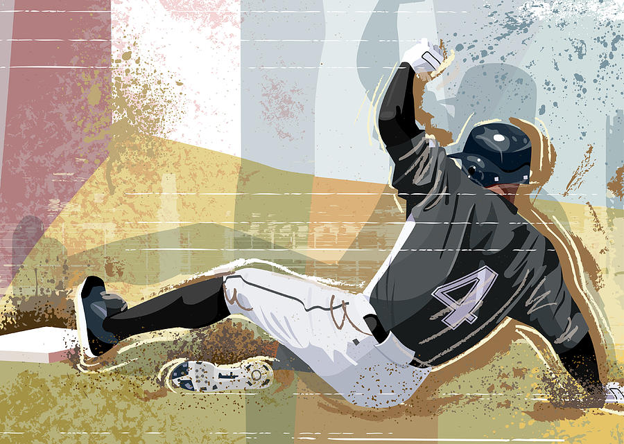 Baseball Player Sliding Into Base Digital Art by Greg Paprocki
