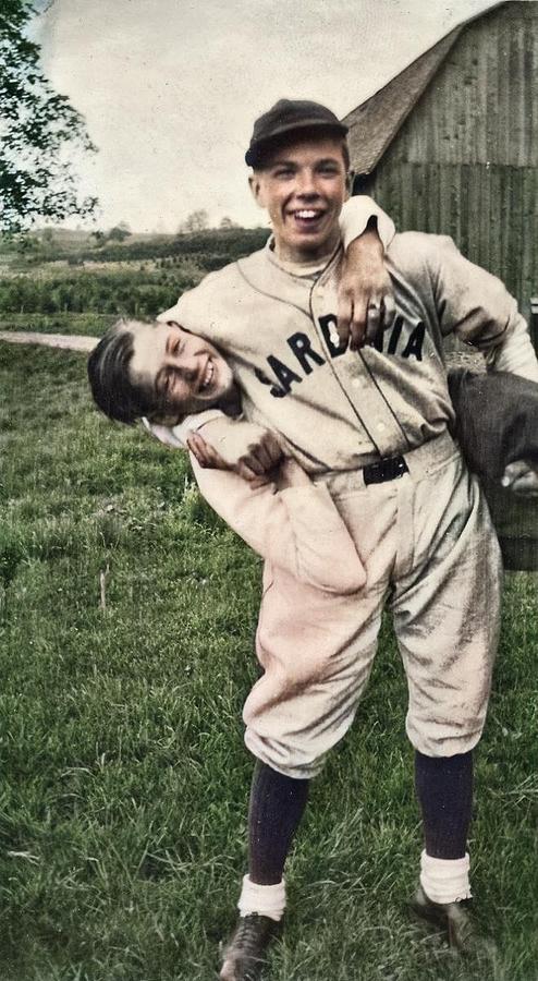 Baseball Players, 1938 Colorized By Ahmet Asar Painting