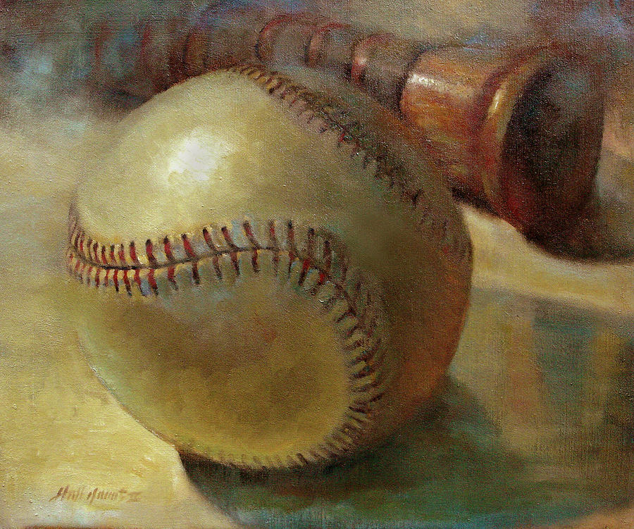 Baseball With Bat Painting by Hall Groat Ii