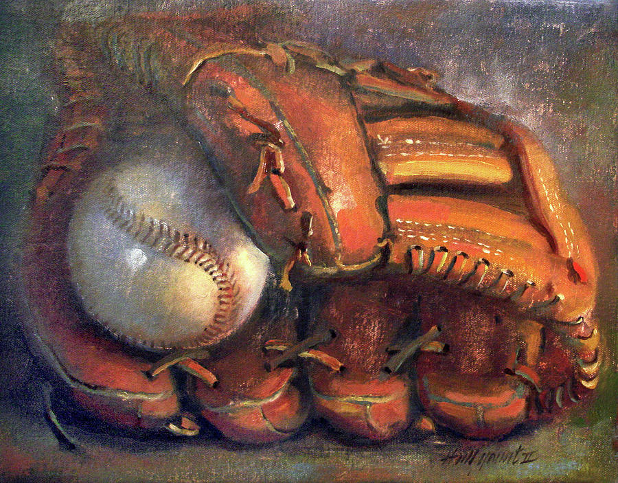 Glove Painting - Baseball With Mitt #7 by Hall Groat Ii