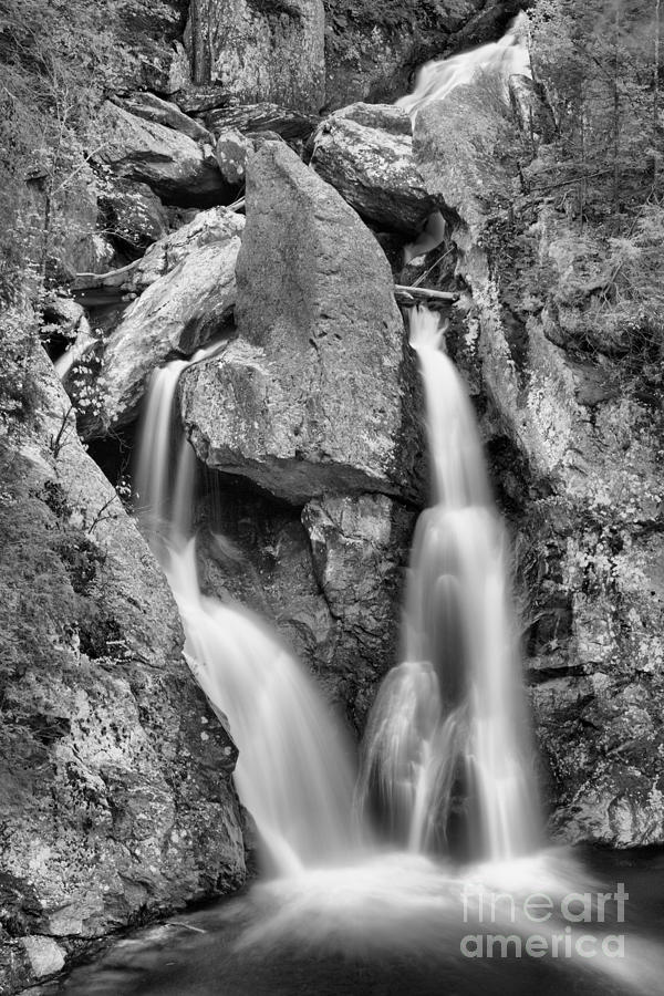 Bash Bish Framed By Fall Foliage Black And White Photograph by Adam Jewell