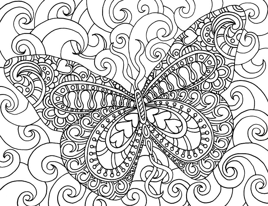 Bashful Garden Butterfly Soaring Drawing By Kathy G. Ahrens 