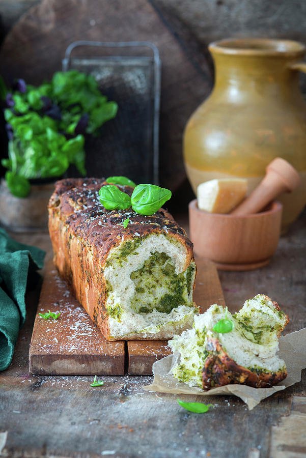Basil And Cheese Pull Apart Bread Photograph by Irina Meliukh