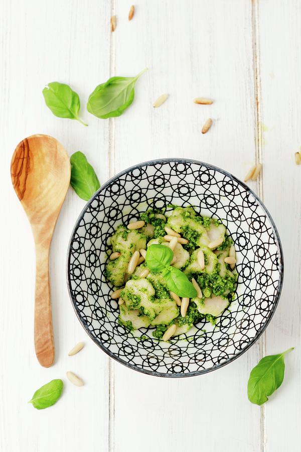 Basil Pesto With Pasta And Pine Nuts Photograph by Saskia In Der Au