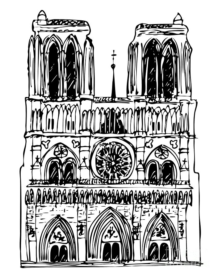 Paris Drawing - Basilica Notre Dame by Michal Boubin
