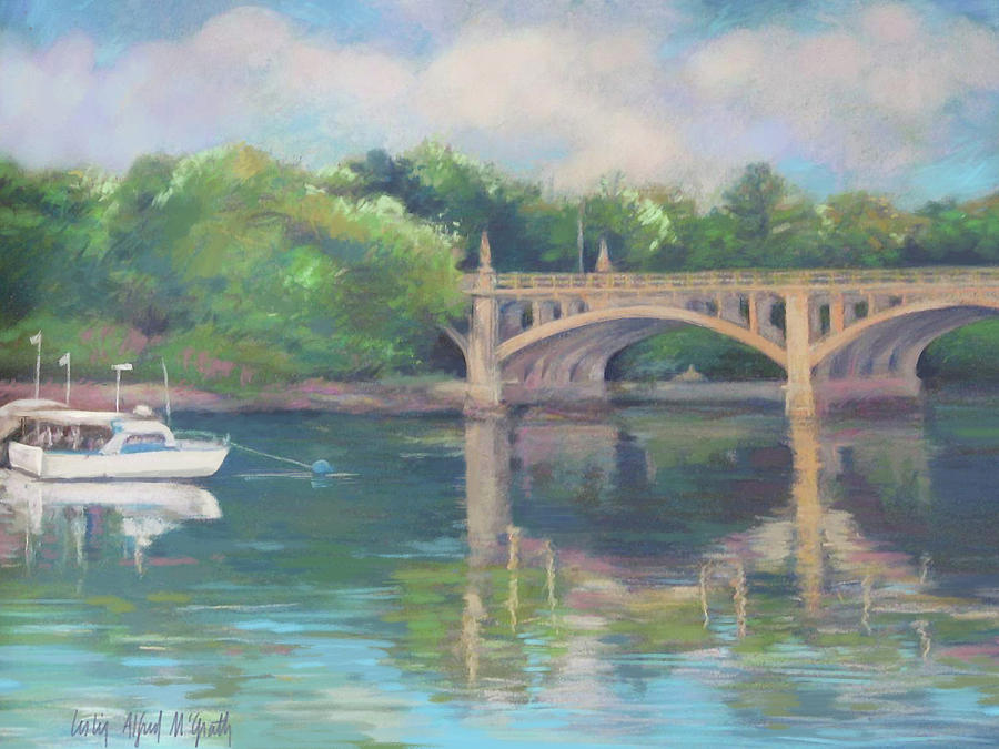 Basiliere Bridge Haverhill MA Painting by Leslie Alfred McGrath