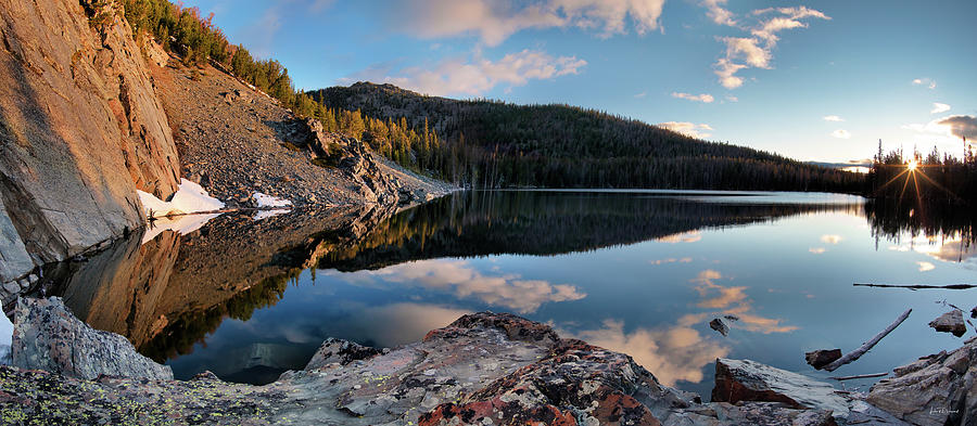 Mountain Photograph - Basin Lake Sunrise Panoramic by Leland D Howard