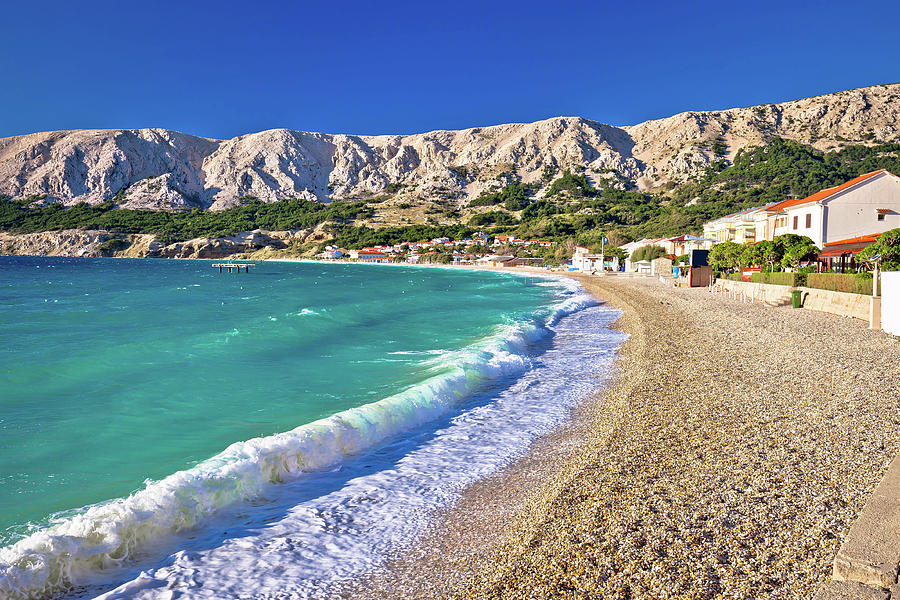 Baska. Idyllic pebble beach with high waves in town of Baska, Is Photograph by Brch Photography