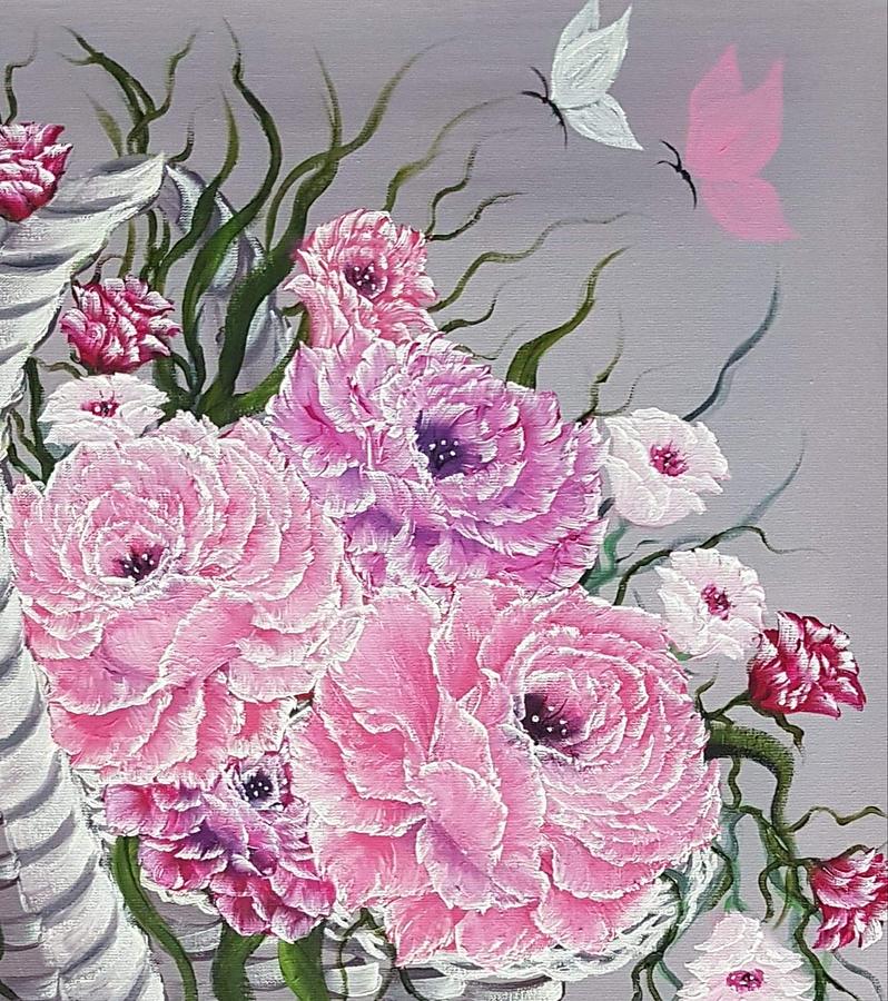 Flower Painting - Basket beauty pink by Angela Whitehouse