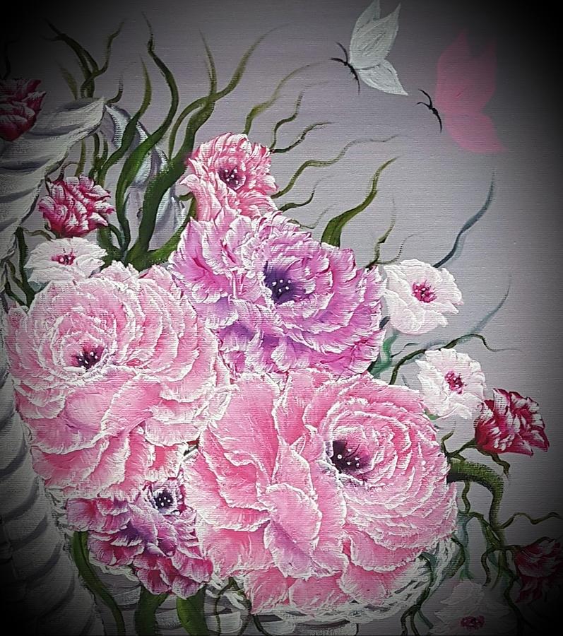 Basket Beauty Pink Dark Painting