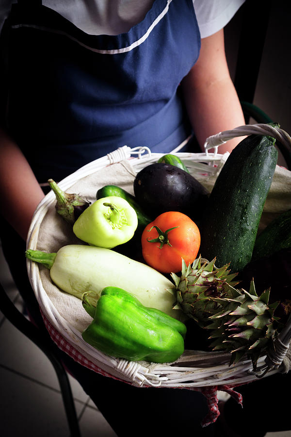 Basket Of Fresh Vegetables Digital Art by Franco Cogoli