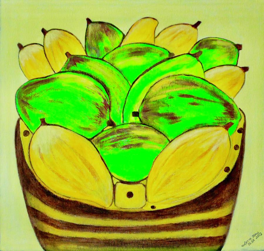 Basket Of Mangoes Painting by Lorna Maza