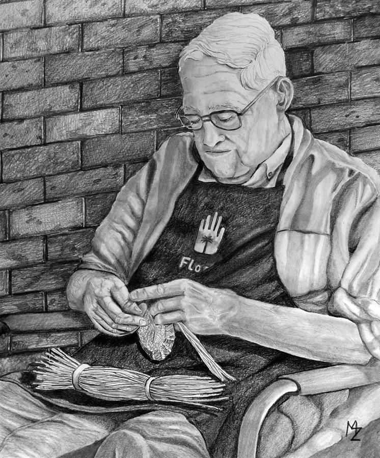 Basket Weaver Drawing by Margaret Zabor