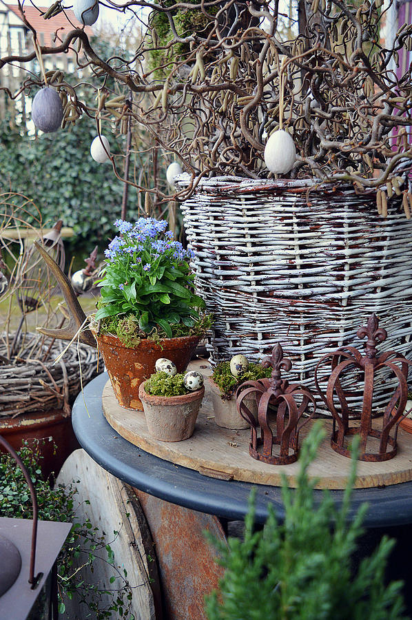Basket With Branches Of Corkscrew Easter Eggs Decorated With Eggs Photograph by Christin By Hof 9