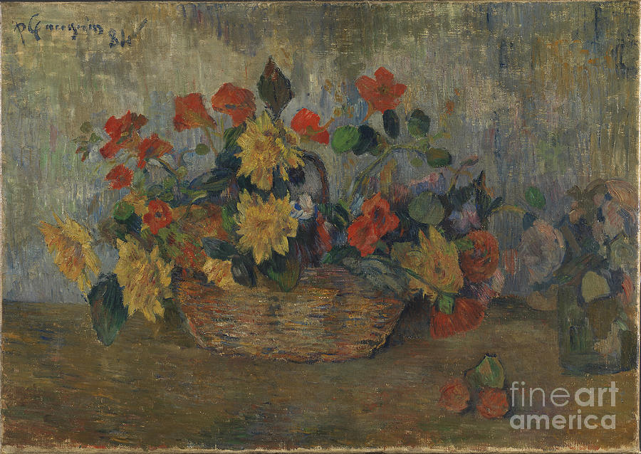 Basket With Flowers Drawing by Heritage Images