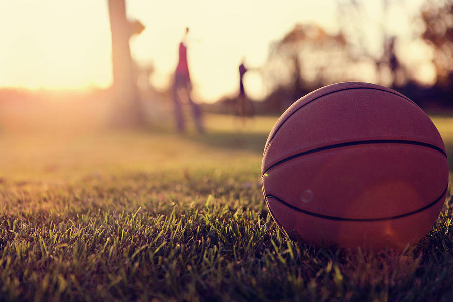 Basketball In Grass With Fall Light Photograph by Images By Marvett Smith