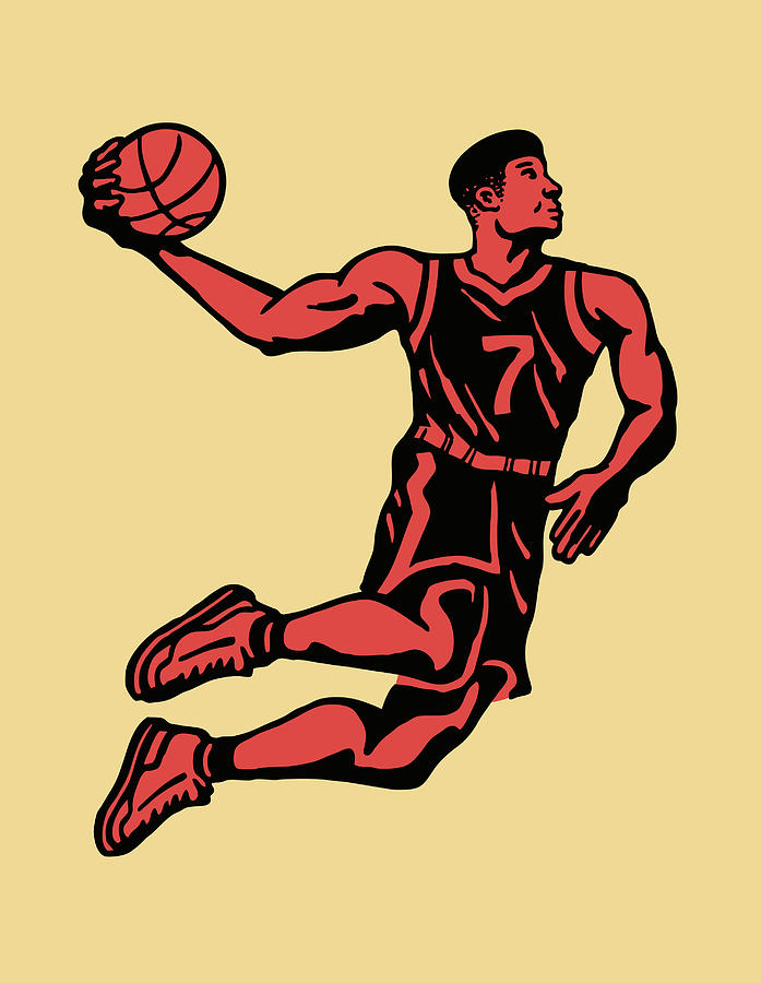 basketball player dunking drawing
