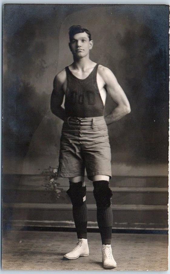 Basketball Player In Uniform W  Knee Pads 1920 Painting
