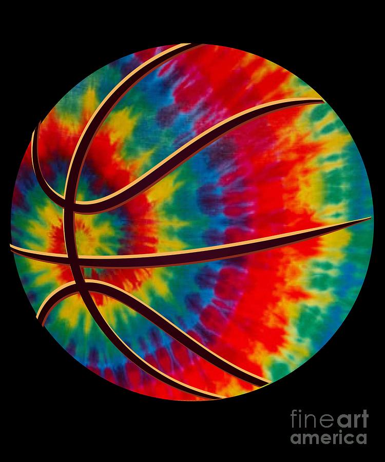 Hippie Daze Shirts and Gifts Tie Dye Basketball Colorful Rainbow Hippie Ball Player Throw Pillow 16x16 Multicolor 