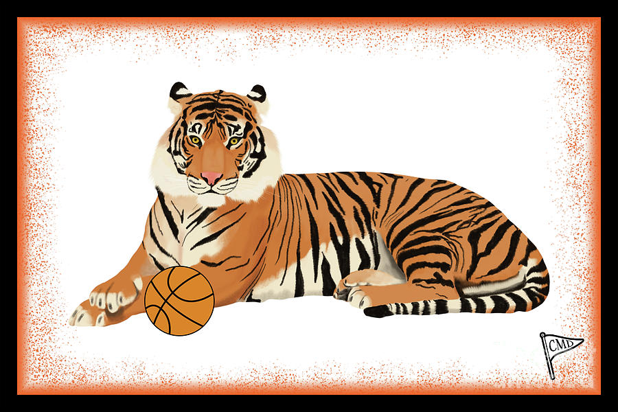 Tiger Digital Art - Basketball Tiger Orange by College Mascot Designs
