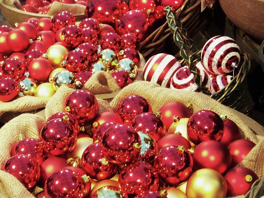 Baskets of Red Ornaments Photograph by Julie Rauscher