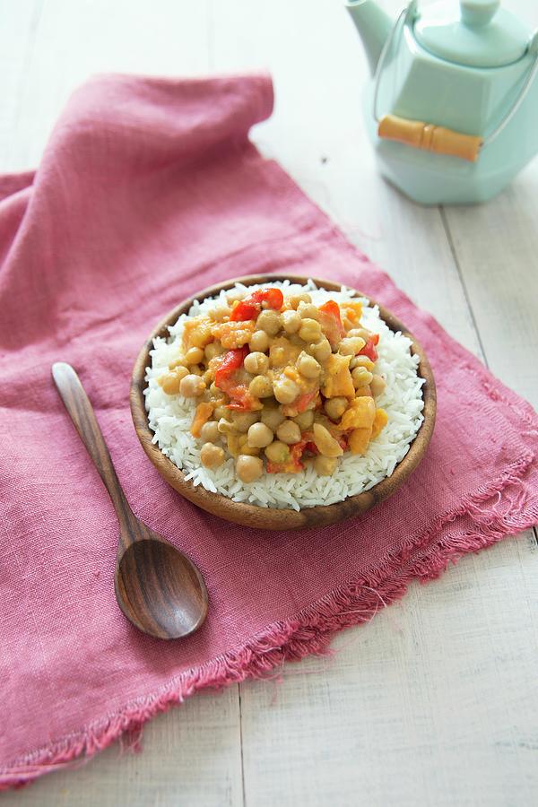 Basmati Rice With Sweet Potatoes, Chickpeas And Pepper, Coconut Sauce Photograph by Tombini