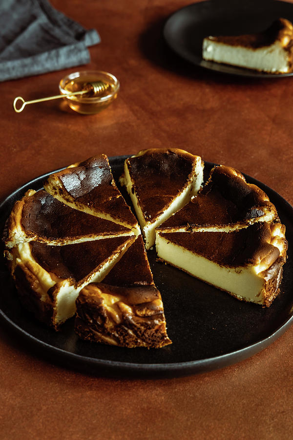 Basque Burnt Cheesecake Photograph by Alla Machutt