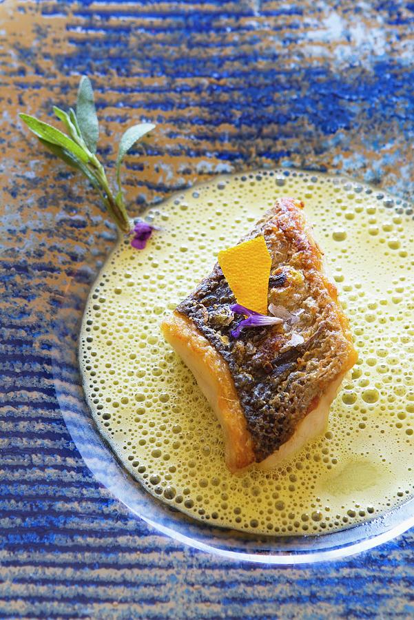 Fish Photograph - Bass Fillet With Sage Sauce by Atelier Mai 98