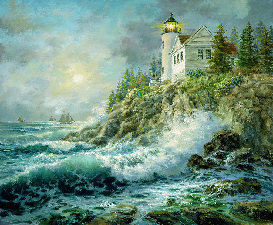 Lighthouse Painting - Bass Harbor Lighthouse by Nicky Boehme