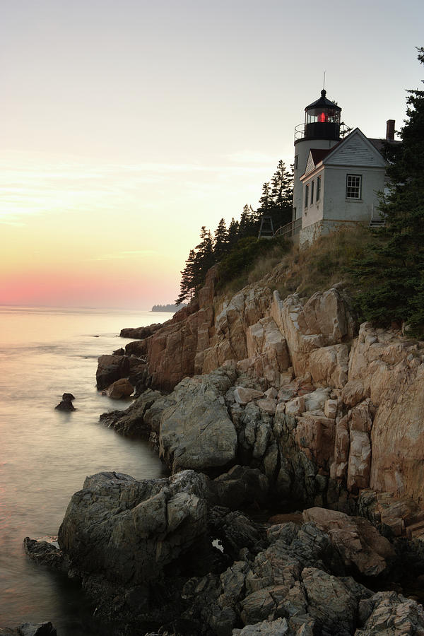 Bass Harbor Lighthouse On Steep Cliff Photograph by Ericfoltz