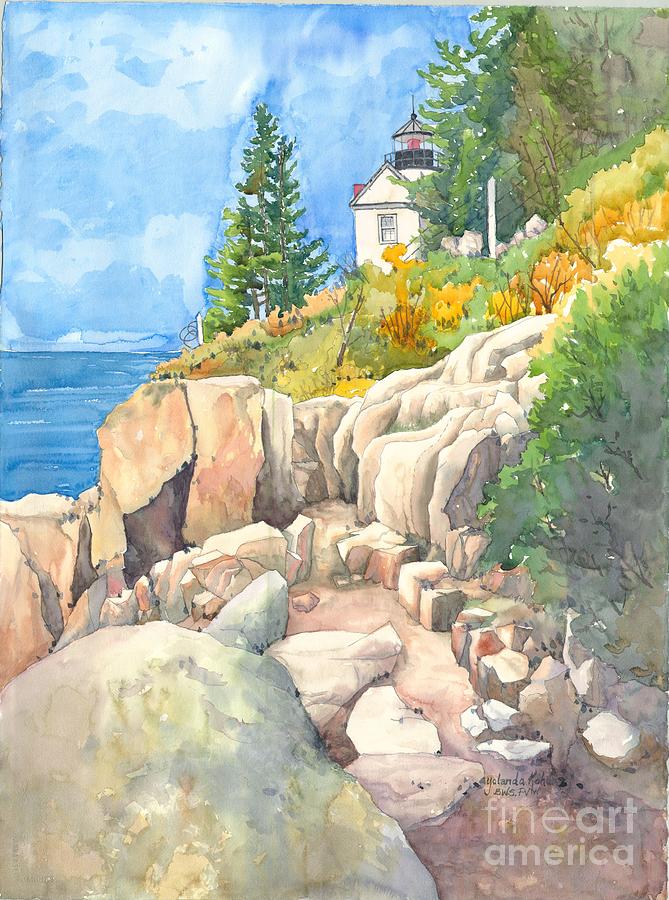 Bass Harbor Lighthouse Painting by Yolanda Koh