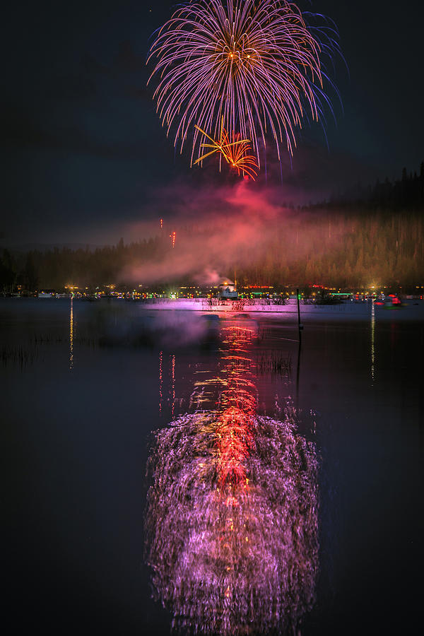 Bass Lake Fireworks No 4 Photograph by Christian Mueller Pixels