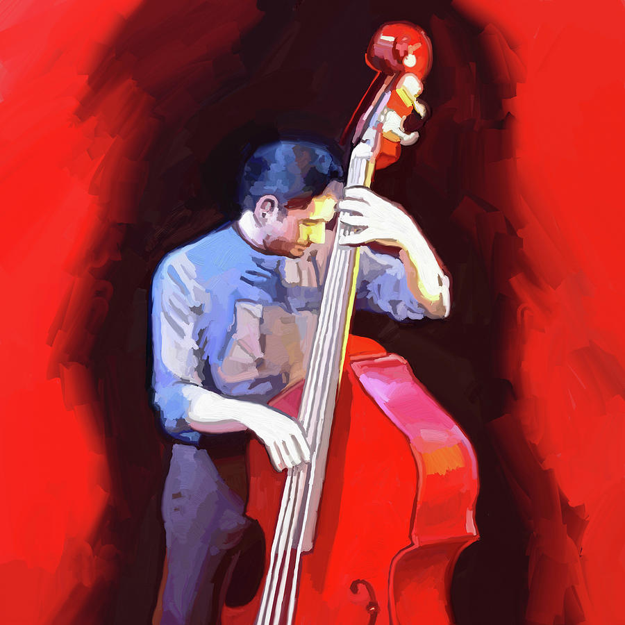 Jazz Digital Art - Bass-player by Howie Green